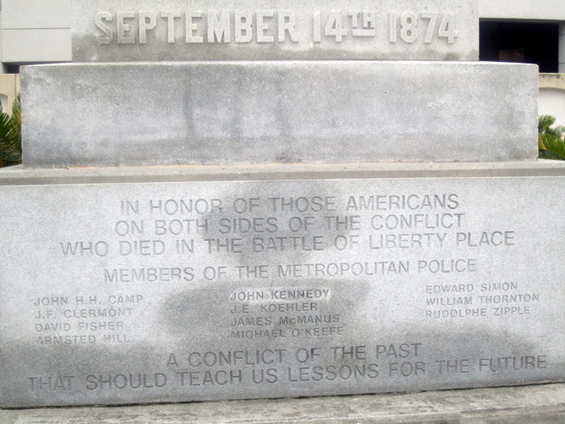This granite tribute to the police who lost their lives defending the government was added a century after the monument was created.