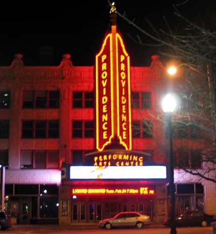 PPAC exterior at night (image from Rhode Island Rocks)