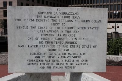 Giovanni da Verrazzano historic marker in Providence, RI (image from Historic Markers Database)