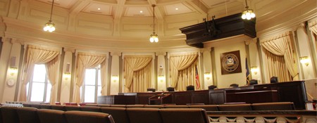 The bench where Louisiana's State Supreme Court Justices sit and preside over. 