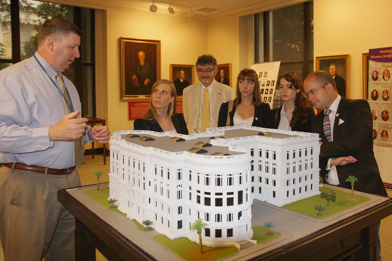 French students tour the Supreme Court Building which included the viewing of a model of the Supreme Court Building.  