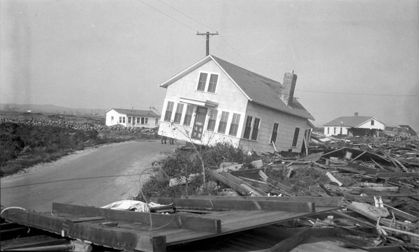 Aftermath of the hurricane in Charlestown, Rhode Island