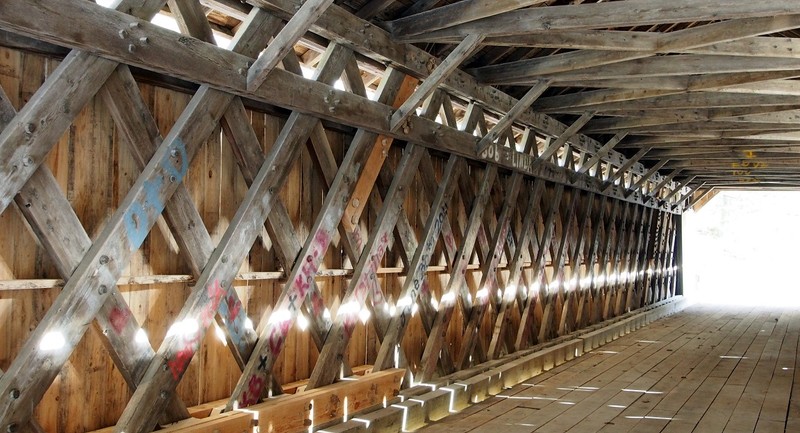 The bridge's interior with where its Town lattice design is most noticeable. 