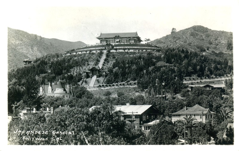 Bernheimer Residence and Gardens looking up from Hollywood, with the Magic Castle in view (www.image-archeology.com)