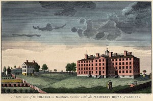 Engraving depicting University Hall and the President's House, c. 1845 (image from Hometalk)