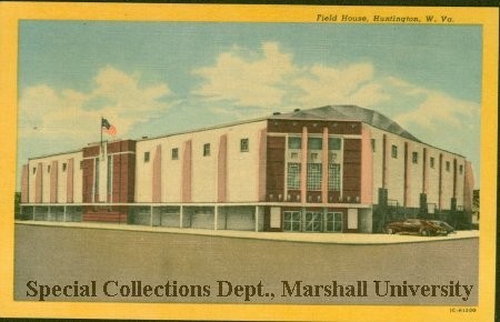 Postcard view of Memorial Field House, 1956