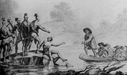 An 1827 engraving showing Williams meeting the Narragansett