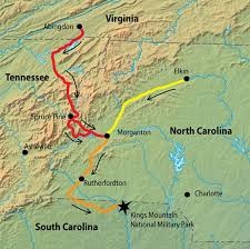 Here is an image of the trails the were traveled by the patriot militia to arrive in South Carolina.