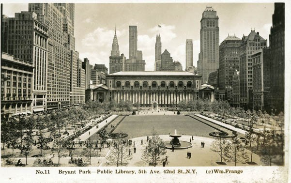 The main branch of the New York Public Library and Bryant Park (image from Bryant Park website)