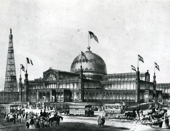 Drawing of The Crystal Palace by F.F. Palmer, 1853 (image from Bryant Park official website)