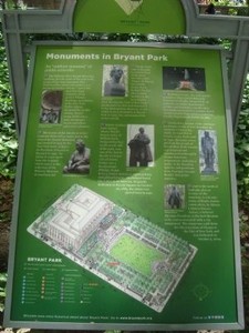 Monuments at Bryant Park marker (image from Historic Markers Database)