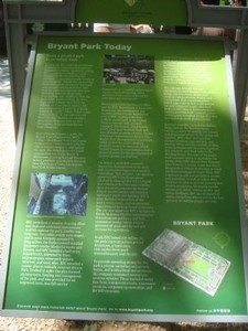 Bryant Park Today marker (image from Historic Markers Database)
