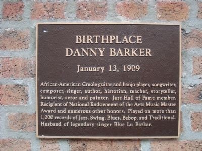 Birthplace of Danny Barker, historical marker