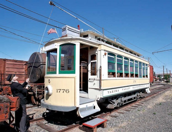 One the streetcars at the museum