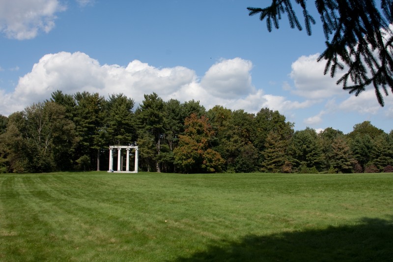 View of the expansive fields of the state park in front of the monument