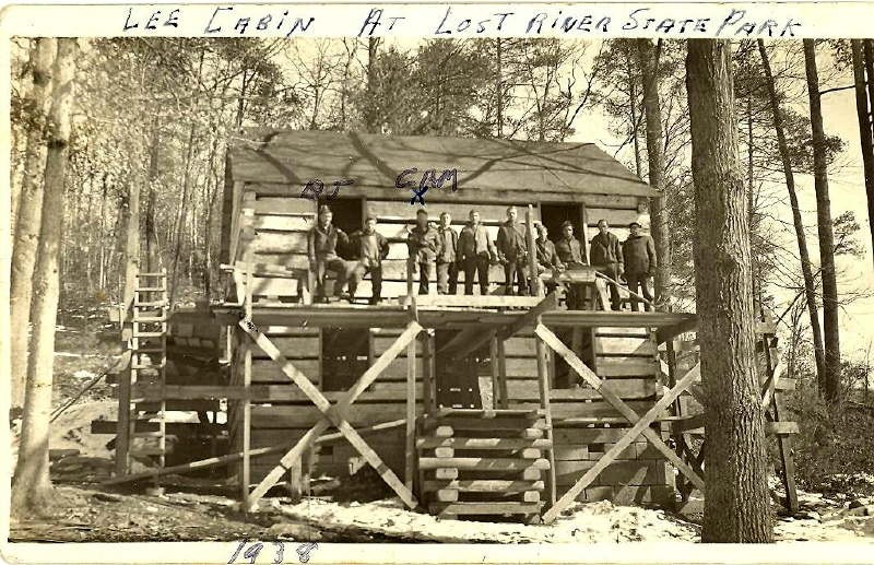 Photo of the Civilian Conservation Corps restoration of the Lee Cabin