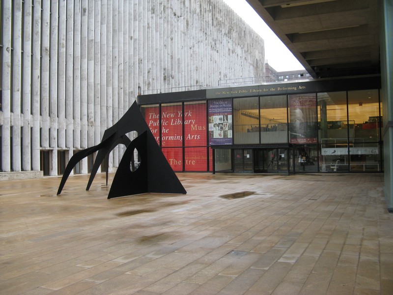 Exterior of The New York Public Library for the Performing Arts at Lincoln Center (with Alexander Calder's sculpture "Le Guichet")