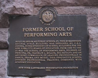 Former School of Performing Arts Historic Marker (image from Historic Markers Database)