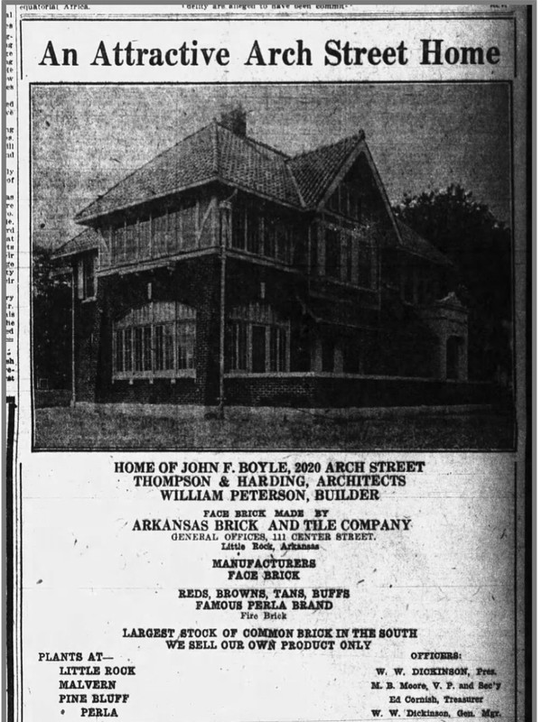 Photograph of the Boyle House featured in the Arkansas Gazette, 1923, February 28