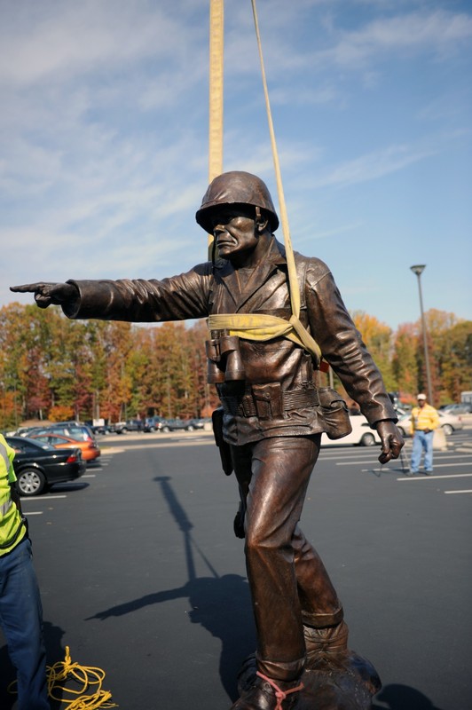 Preparing to install the monument on it's base