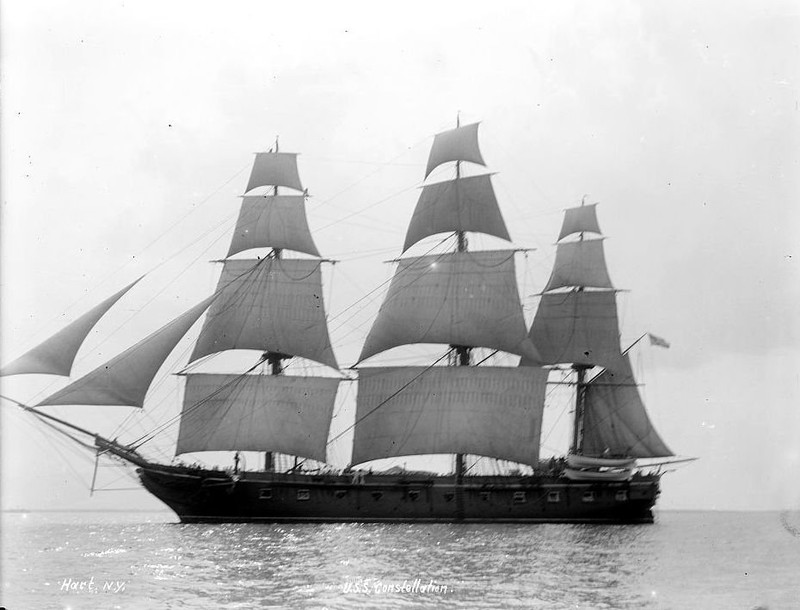 The Constellation at sail sometime between 1890 and 1905. 
US Library of Congress Photo # LC-D4-32273