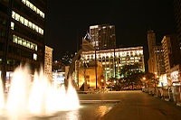 The plaza at night