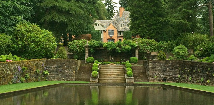 The Manor House and gardens at Lewis and Clark College.  Originally, this was the family home of Lloyd Frank and was gifted to the college in 1942.