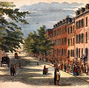 Merchant's House depicted on Bond Street, 1857 (image from MHM)