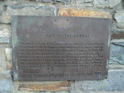 Historic Marker for St. Mark's in-the-Bowery (image from Historic Markers Database)