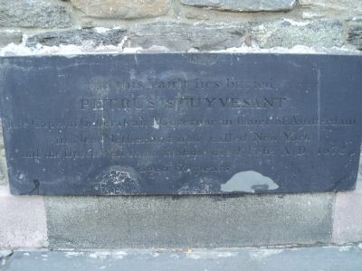 Grave marker of Petrus Stuyvesant (image from Historic Markers Database)