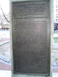 Peter Stuyvesant monument inscription (image from Historic Markers Database)