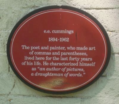 4 Patchin Place Marker for e.e. cummings (image from Historic Markers Database)