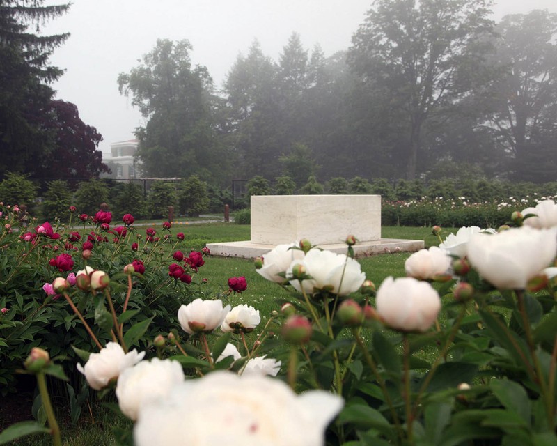 Burial site of Franklin and Eleanor Roosevelt in the Rose Garden.