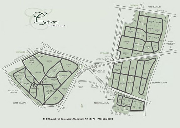 Map of calvary cemetery (http://www.calvarycemeteryqueens.com/)