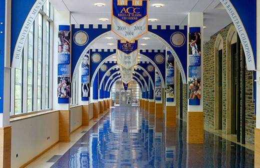 A long corridor in the museum