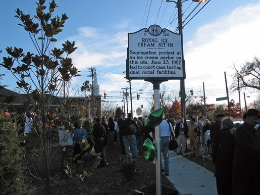 Dedication ceremony for the unveiling of the Royal Ice Cream Sit-In, November 29th, 2009.