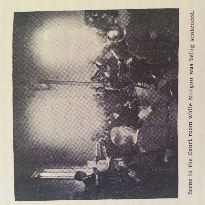Photo of Morgan's trial taken from Morrison's "The Slaughter of the Pfost-Greene Familey" pamphlet (reprint).