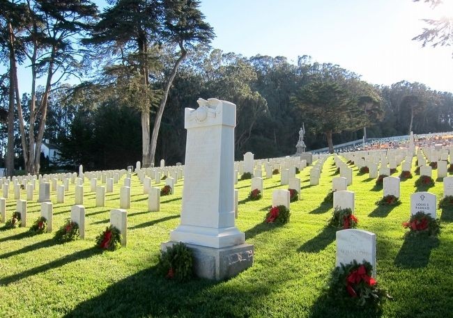 U.S.S. Oregon Marine Corps Memorial marker in San Francisco National Cemetery (image from Historic Markers Database)