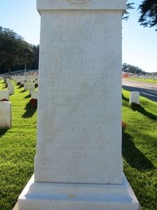 U.S.S. Oregon Memorial marker in San Francisco National Cemetery (image from Historic Markers Database)