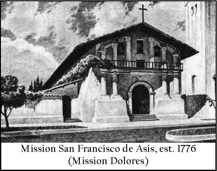 Mission Dolores, San Francisco, established 1776 (image from the Muwekma Ohlone Tribe of the San Francisco Bay Area)