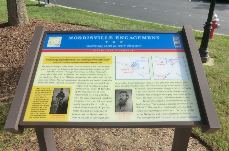 This historic marker for the "Morrisville Engagement" is located next to the museum