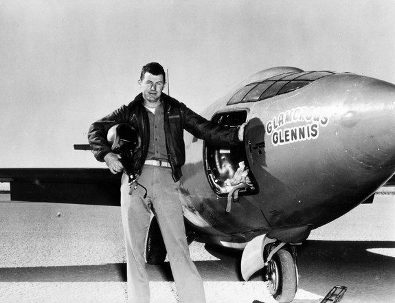 Chuck Yeager standing in front of Glamorous Glennis.-- 
Source: http://www.space.com/26204-chuck-yeager.html