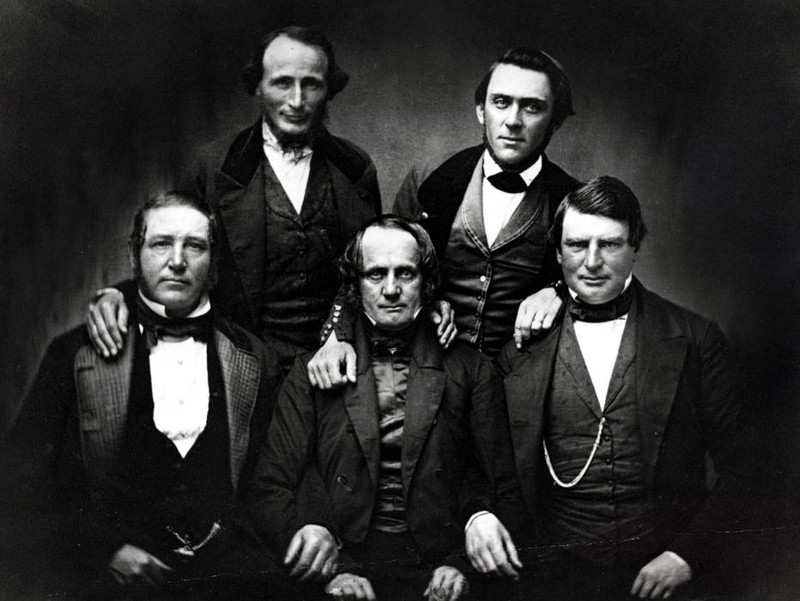 Early Members of the Society: Howard, Brannon, Larkin, Leese and Green (image from the Society of California Pioneers)