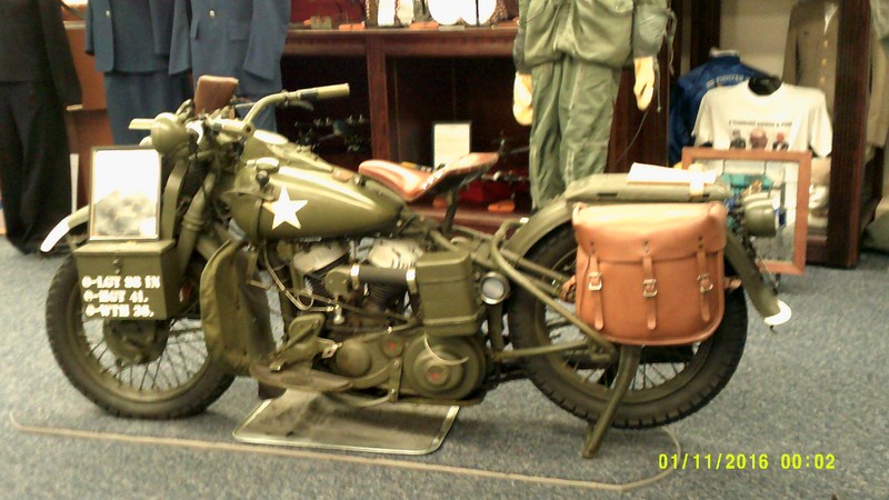 1943 Harley Davidson WLC Army messenger Motorcycle with a 45 CI (cubic inch) Flathead motor.