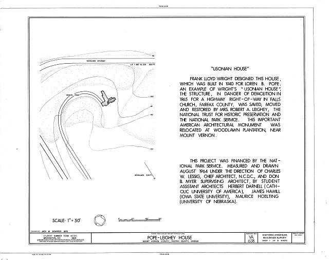 Design of the Pope-Leighey House, Historic American Buildings Survey