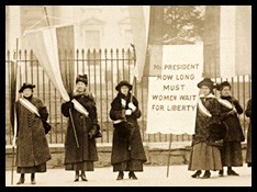 Women suffragists protesting outside in Washington DC, Library of Congress (public domain).