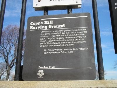 Copp's Hill Burying Ground marker (image from Historic Markers Database)