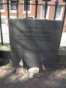 Grave of Robert Newman, who signaled Paul Revere on April 18, 1775 (image from Historic Markers Database)