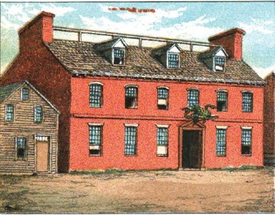 A drawing of the original Green Dragon Tavern (image from Good Old Boston)