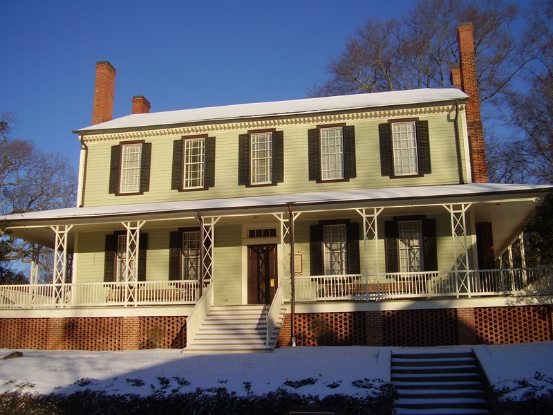 Front side of the house. Showing the 1850s addition porch (Photo taken in 2010).